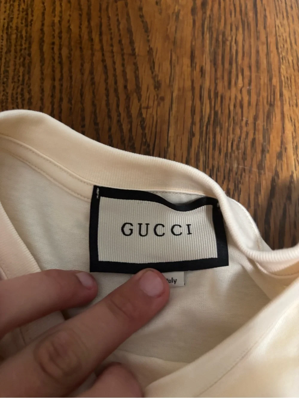 Gucci White Tee with Multicolor Logo
